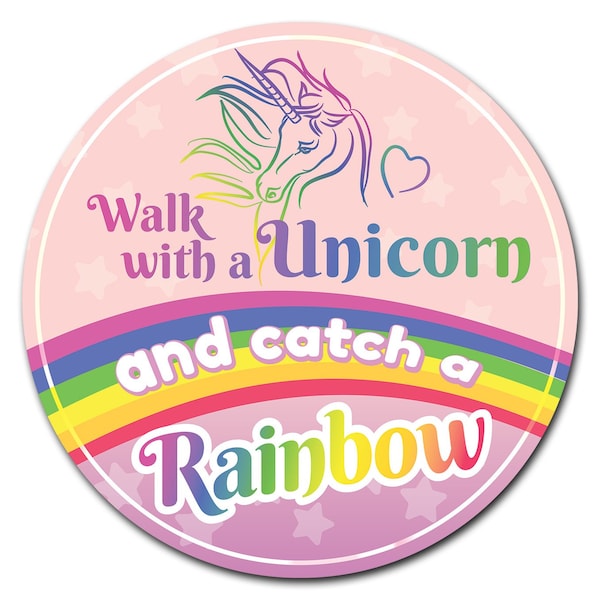 Walk With A Unicorn Circle Vinyl Laminated Decal